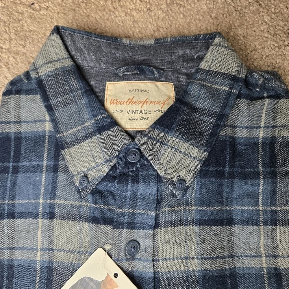 NWT Original Weatherproof Vintage Flannel Shirt Men’s Size XXL ‎ Blue
